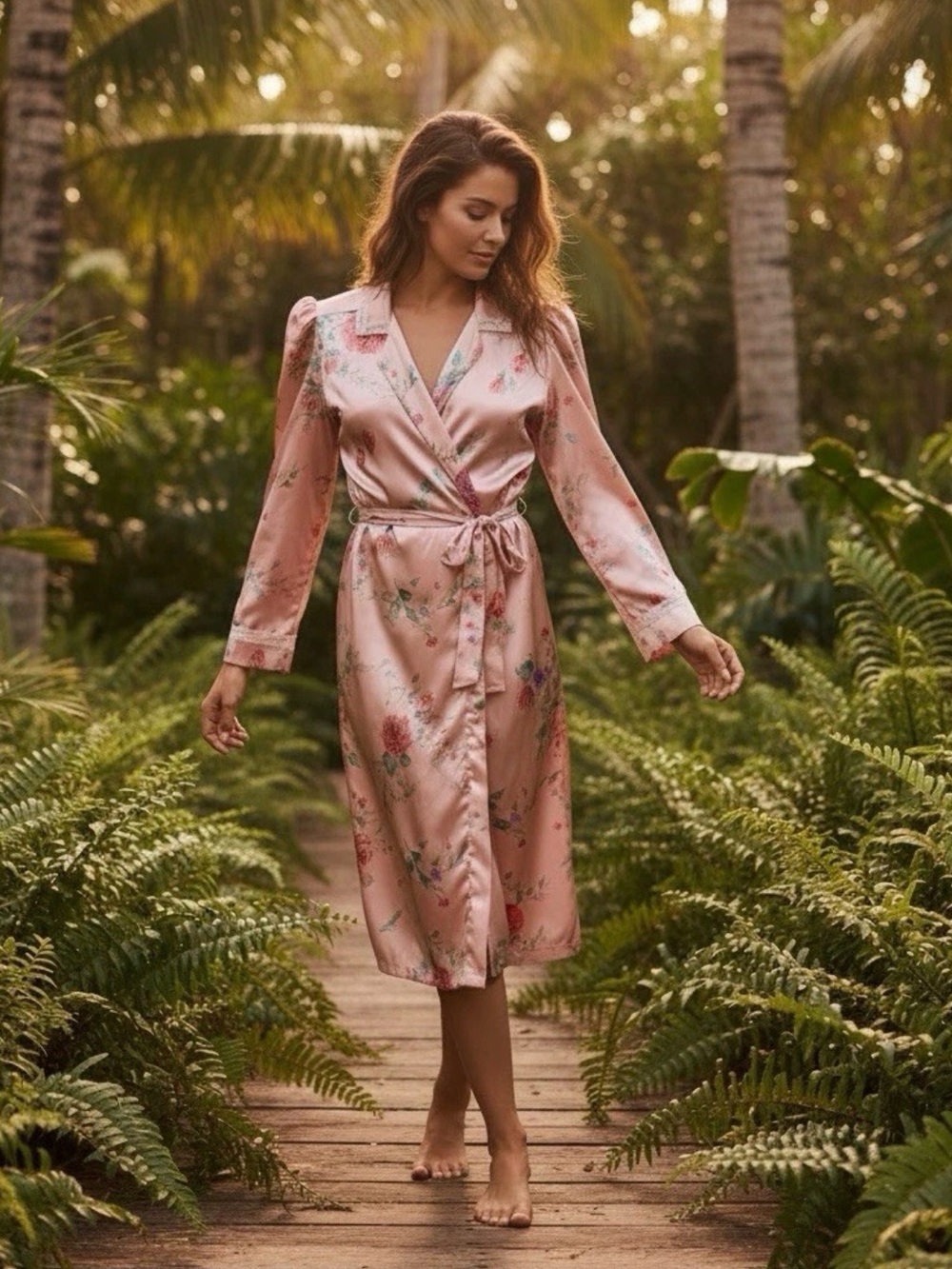 Vintage Christian Dior Pink Floral Satin Robe M Lace Peignoir Bridal Gown